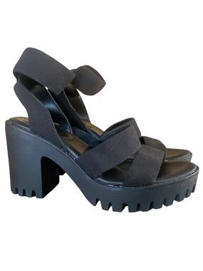 Madden NYC Women's Lug Heel Sandals Chunky Heel Platforms Faux Leather SZ 9